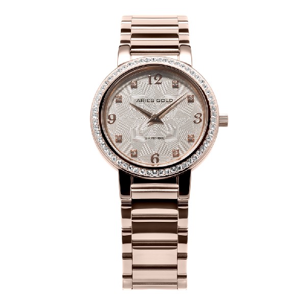 ARIES GOLD ENCHANT STARLET ROSE GOLD STAINLESS STEEL L 126B RD-PATTERN WOMEN'S WATCH